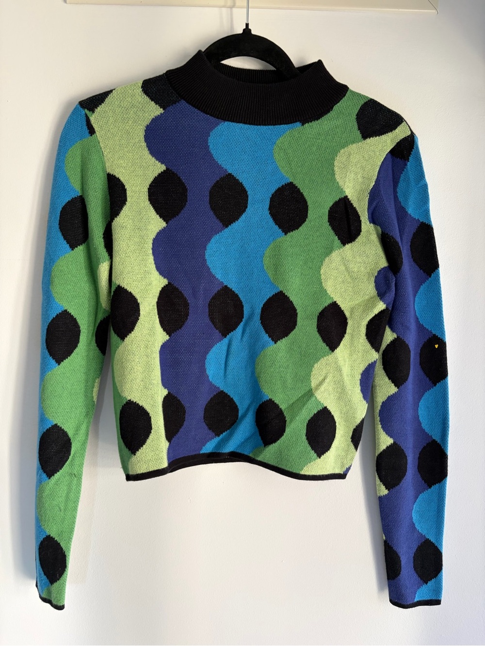 Another Girl Organic Cotton Mockneck Pattern Print Knit Top - size 4